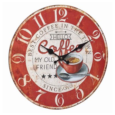Ceas analog de perete din MDF, design VINTAGE, Coffee, TFA 60.3045.12 - Ceas de Perete - Mercaton Store