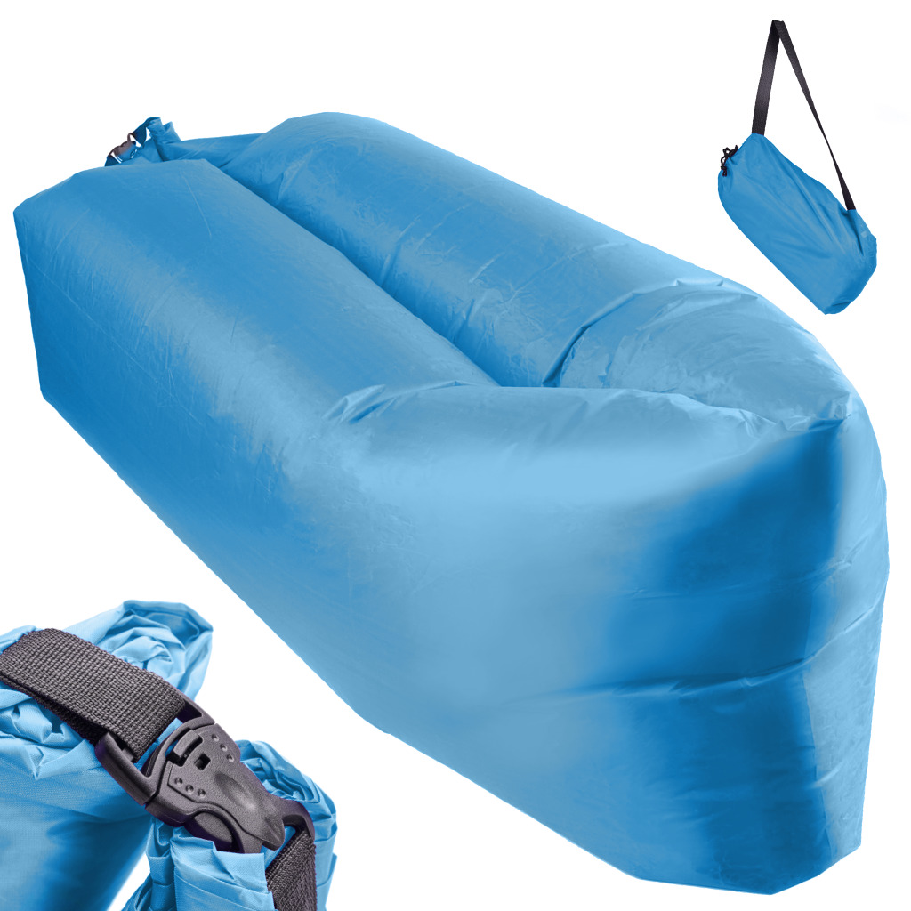Saltea Auto Gonflabila "Lazy Bag" tip sezlong pentru camping, plaja sau piscina, 230 x 70cm, Albastru - Mercaton