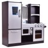 Bucatarie din lemn pentru copii, cu frigider, cuptor si cuptor cu microunde, silver/gri, MCT2637 - Bucatarii si Accesorii - Mercaton Store