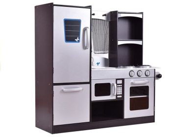 Bucatarie din lemn pentru copii, cu frigider, cuptor si cuptor cu microunde, silver/gri, MCT2637 - Bucatarii si Accesorii - Mercaton Store