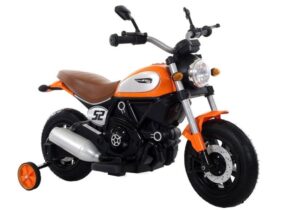 Motocicleta electrica pentru copii, cu roti ajutatoare, QK307 MCT 4776, Portocaliu
