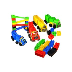 Set constructie cuburi mari, cu vehicule, 103 piese, Educational Blocks