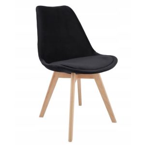 Scaun stil scandinav, lemn, velur, negru, 49x60x82 cm, Bari - Scaune pentru Casa - Mercaton Store