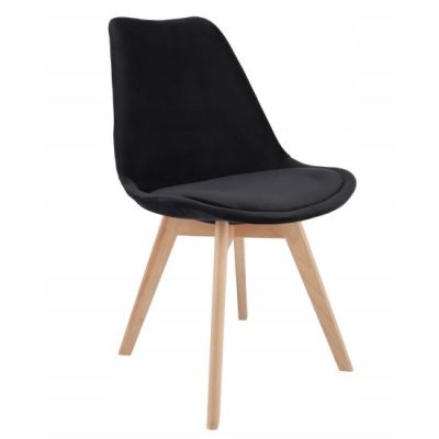 Scaun stil scandinav, lemn, velur, negru, 49x60x82 cm, Bari - Scaune pentru Casa - Mercaton Store