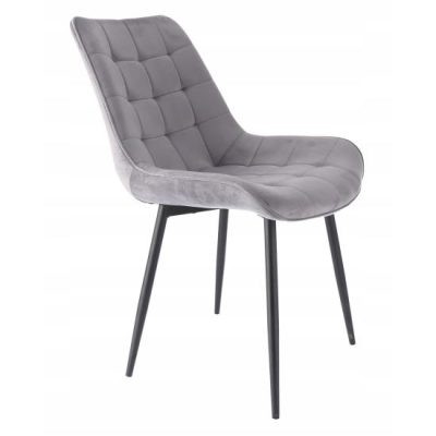Scaun stil scandinav, metalic, velur, gri, 53x63x83 cm, Misty - Scaune pentru Casa - Mercaton Store