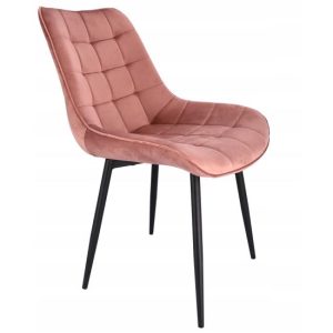 Scaun stil scandinav, metalic, velur, roz, 53x63x83 cm, Misty - Scaune pentru Casa - Mercaton Store