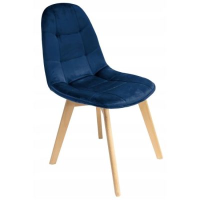 Scaun stil scandinav, velur si PU, albastru marin, 43x54x81 cm, Colin - Scaune pentru Casa - Mercaton Store