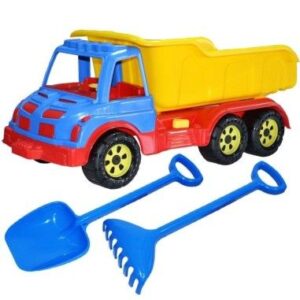 Camion pentru nisip, cu lopata si grebla , lungime 60 cm , multicolor, MercatonToys