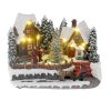 Decoratiune Craciun, polirasina, Sat de Craciun, cu brazi si caleasca, LED, 3xAA, 22x16x15 cm, Magic Home - Decoratiuni de craciun - Mercaton Store
