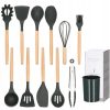 Set ustensile bucatarie, silicon si bambus, grafit, 12 piese, Springos - Ustensile Gatit Bucatarie - Mercaton Store