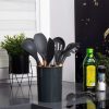 Set ustensile bucatarie, silicon si bambus, grafit, 12 piese, Springos - Ustensile Gatit Bucatarie - Mercaton Store