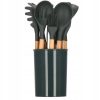 Set ustensile bucatarie, silicon si bambus, grafit, 12 piese, Springos - Ustensile Gatit Bucatarie - Mercaton Store