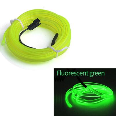 Fir Neon Auto "EL Wire" culoare Verde Fluorescent, lungime 5M, alimentare 12V, droser inclus - Lumini Ambientale - Mercaton Store