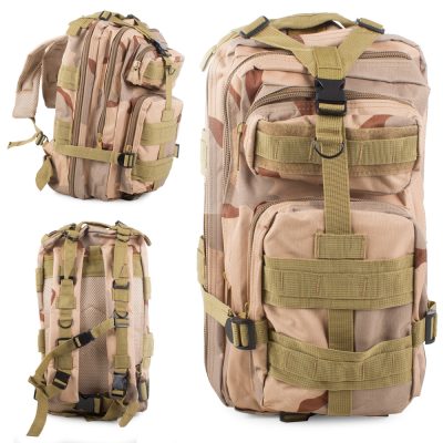 Rucsac tactic militar, Capacitate 30L, Impermeabil, Nuante Bej Camuflaj, 43x24x25 cm - Mercaton - Mercaton Store