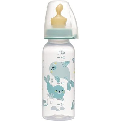 Biberon Family PP cu tetina anti-colici din latex natural, 250 ml, de la 6 luni, debit mediu (M), nip 35007 - Alimentatie - Mercaton Store