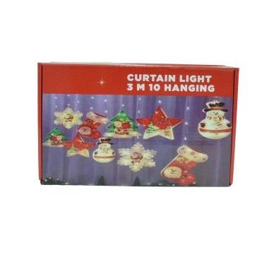 Instalatie de Craciun, tip perdea decor cu figurine Craciun, lumina multicolora, 3 metri - Instalatii de Craciun - Mercaton Store