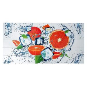 Panou decorativ, PVC, model portocale, alb si portocaliu, 96×48.5 cm