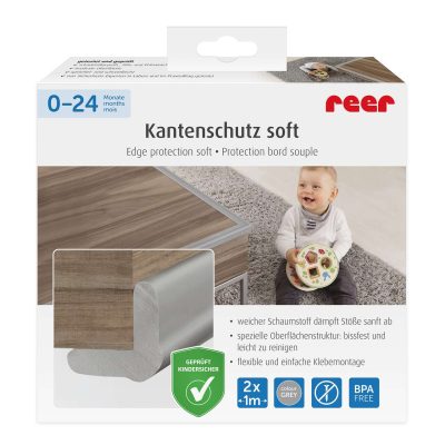 Set 2 benzi de protectie universala din spuma poliuretan pentru muchii si colturi, rezistente la muscaturi, gri, 2 x 1 m, Reer 82041 - Mama si Copilul - Mercaton Store