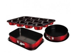 Set 3 tavi pentru cuptor Burgundy Metallic Line BerlingerHaus BH 7635 - Oale, Cratite si tigai - Mercaton Store