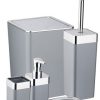 Set accesorii pentru baie,  compus din 5 piese, perie wc, cos gunoi, dispenser sapun, pahar, suport sapun, ABS durabil si rezistent, Gri - Mobilier Baie - Mercaton Store