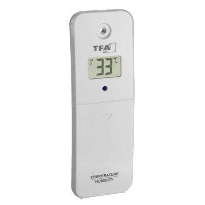 Transmitator wireless digital pentru temperatura si umiditate, afisaj LCD, alb, compatibil MARBELLA, TFA 30.3239.02 - Higrometre - Mercaton Store