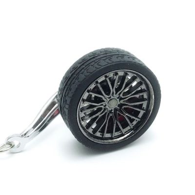 Breloc metalic anticoroziv,  model roata auto tunning cu janta si disc de frana, 10 x 3.5 x 2 cm, Negru - Brelocuri - Mercaton Store