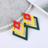 Cercei cu forma geometrica din lemn, 3 romburi, Galben, 11 x 6 cm - Seturi Cercei - Mercaton Store