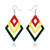 Cercei cu forma geometrica din lemn, 3 romburi, Galben, 11 x 6 cm - Seturi Cercei - Mercaton Store