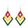 Cercei cu forma geometrica din lemn, 3 romburi, Galben, 11 x 6 cm - Seturi Cercei - Mercaton Store