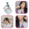 Cercei cu forme geometrice, forma patrat, Albastru cu Auriu - Seturi Cercei - Mercaton Store