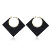 Cercei din lemn, forma patrat, Negru, 4.7x5.5 cm - Seturi Cercei - Mercaton Store