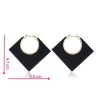 Cercei din lemn, forma patrat, Negru, 4.7x5.5 cm - Seturi Cercei - Mercaton Store