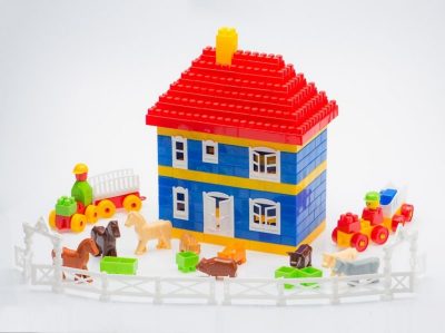 Set 292 piese,  cuburi de constructie din plastic pentru copii, Ferma, 24 x 66 cm - Seturi de constructie si cuburi - Mercaton Store