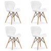 Set 4 scaune stil scandinav,  Mercaton, Lago, piele ecologica, lemn, alb, 47x38x73 cm - Scaune pentru Casa - Mercaton Store