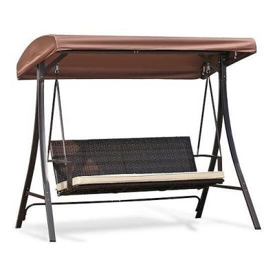 Balansoar gradina, 3 locuri, maro, ratan sintetic, 201x122x182 cm - Leagane si Balansoare - Mercaton Store