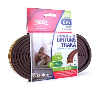Banda etansare usi si ferestre, maro, profil P 2x3 m, Beorol - Plase Insecte - Mercaton Store