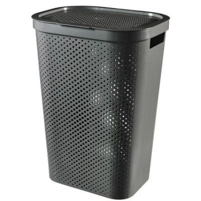 Cos rufe, 2 manere, capac, plastic, antracit, 60 L, 44x35x60 cm, Infinity Recycled, Curver - Cosuri de rufe - Mercaton Store