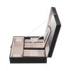 Cutie pentru bijuterii, cu oglinda, negru, 25.5x25.5x9 cm - Cutii bijuterii - Mercaton Store