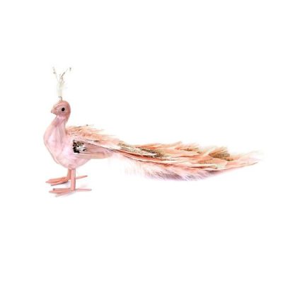 Decoratiune Craciun, Paun, roz, 33x12x15 cm - Decoratiuni de craciun - Mercaton Store