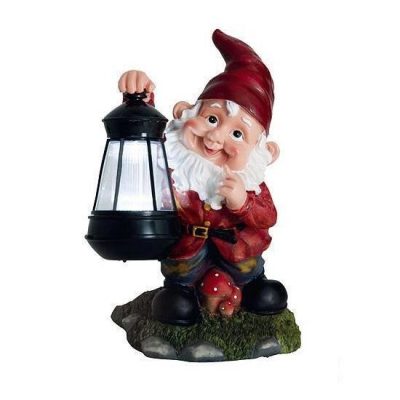 Decoratiune gradina, ceramica/plastic, lampa solara, pitic, 17x16x27 cm - Lampi solare gradina - Mercaton Store