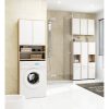 Dulap baie cu loc pentru masina de spalat, placa laminata, 4 rafturi, 2 usi, stejar si alb, 64x30x180 cm - Mobilier Baie - Mercaton Store