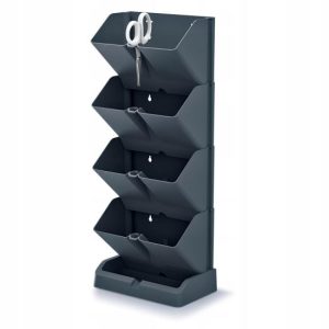 Ghivece decorative de flori, modular, antracit, 4x1 L, set 4 buc, 19.5x11.4x47.5 cm, Mini Cascade - Ghivece pentru flori - Mercaton Store
