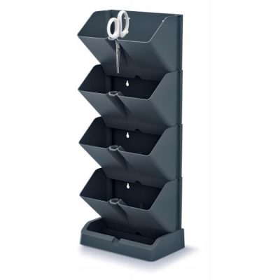 Ghivece decorative de flori, modular, antracit, 4x1 L, set 4 buc, 19.5x11.4x47.5 cm, Mini Cascade - Ghivece pentru flori - Mercaton Store