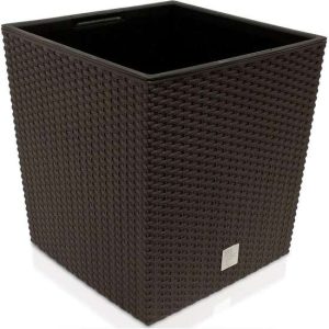 Ghiveci de flori patrat, RATO Iow, 32x32x32.5 cm, 32 L, imitatie ratan, maro, Prosperplast - Ghivece pentru flori - Mercaton Store