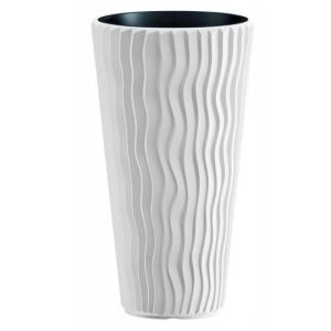 Ghiveci decorativ de flori, rotund, inalt, alb, 29.7x53.1 cm, Sandy - Ghivece pentru flori - Mercaton Store