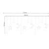 Instalatie luminoasa tip perdea, model stea si luna, alb rece, 8 moduri iluminare, interior-exterior, IP44, 138 LED, 2.5 m - Instalatii de Craciun - Mercaton Store