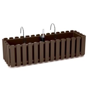Jardiniera decorativa, suport metalic, sistem irigare,​​​​​​​ maro, 58x18x16.2 cm, Boardee Fencycase W  - Ghivece pentru flori - Mercaton Store