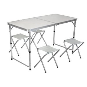 Masa plianta, camping, cu 4 scaune, aluminiu, 120x70x70 cm, Malatec - Seturi Mobilier Gradina - Mercaton Store