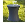 Masa/bar, ratan sintetic, inaltime reglabila, cu container gheata, maro, 49x57/82 cm - Seturi Mobilier Gradina - Mercaton Store