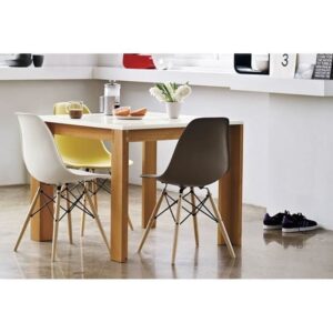 Set scaun stil scandinav, 4 bucati, lemn si PP, gri, max 125 kg, 46x50x82 cm - Scaune pentru Casa - Mercaton Store